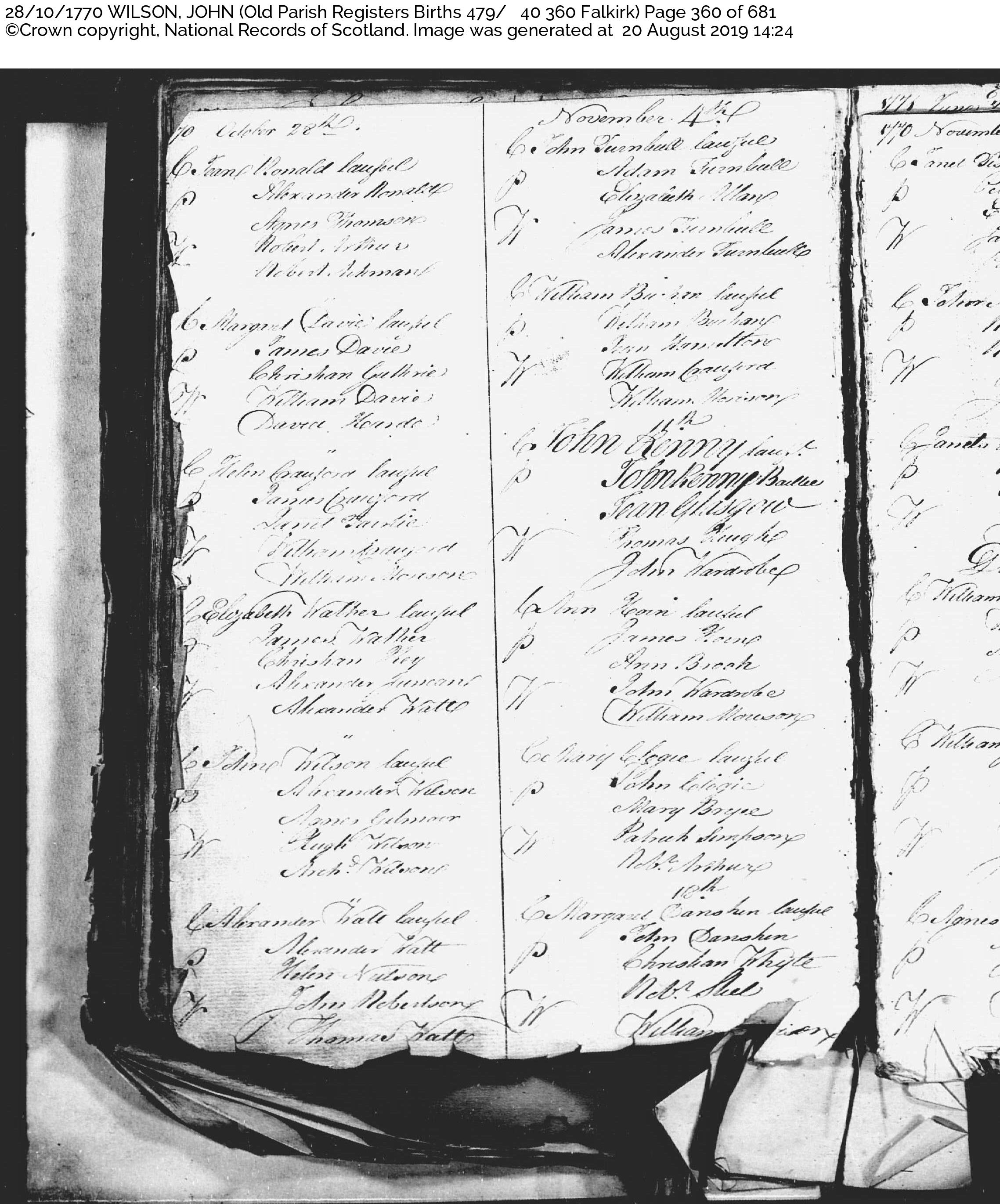 JohnWilson_B1770 Falkirk, October 28, 1770, Linked To: <a href='i728.html' >John Wilson</a>